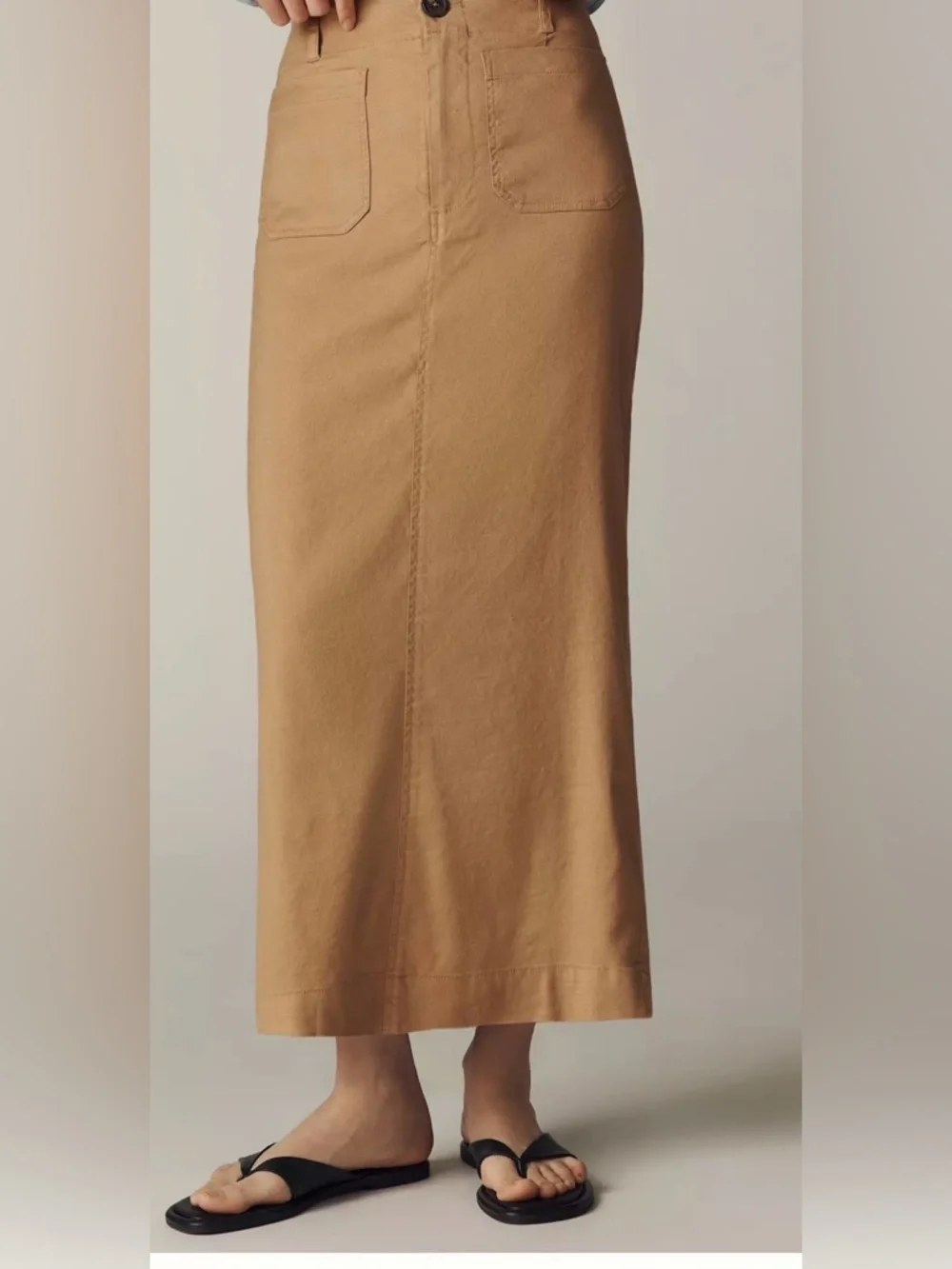 Anthropologie Maeve Colette Linen Maxi Skirt XL Neutral Safari Boho Coastal